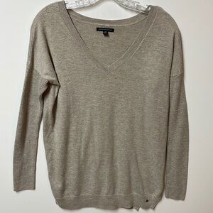 𝅺american Eagle Outfitters, Tan, V-Neck Sweater, Lightweight, Size S/P